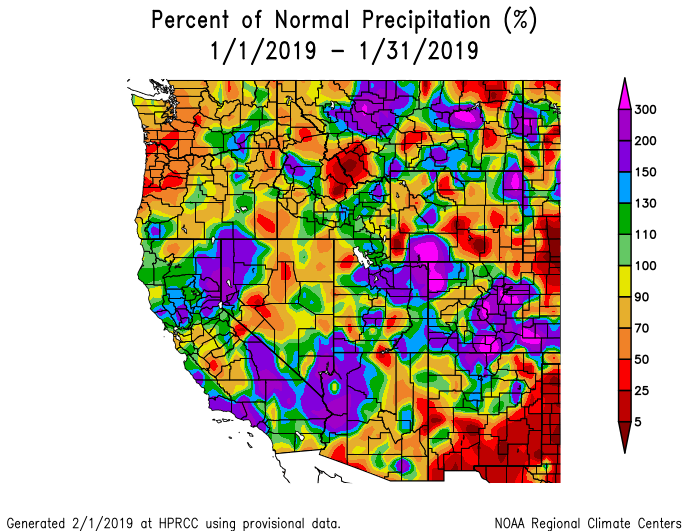 percent of normal temps
