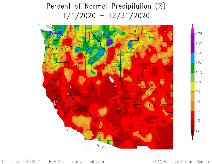 percent of normal temps