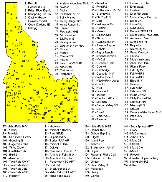 Alphabetical list of Idaho Cities